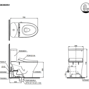 Ảnh công trình thực tế Bồn Cầu TOTO CS838DE4#XW 2 Khối Nắp Rửa Cơ TCW1211A