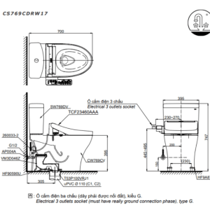 Ảnh công trình thực tế Bồn Cầu Điện Tử TOTO CS769CDRW17#XW Kèm Nắp Rửa Điện Tử WASHLET (Loại Giấu Dây) Dòng C2 – TCF23460AAA (220V)