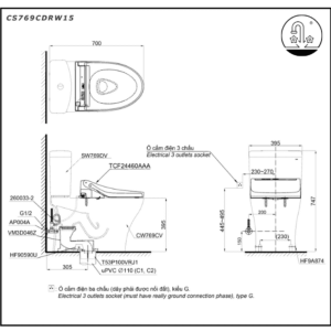 Ảnh công trình thực tế Bồn Cầu Điện Tử TOTO CS769CDRW15#XW Kèm Nắp Rửa Điện Tử WASHLET (Loại Giấu Dây) Dòng C5 – TCF24460AAA (220V)