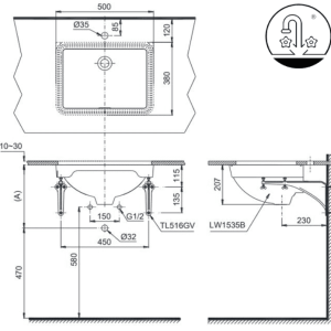 Ảnh công trình thực tế Chậu Rửa Mặt Lavabo TOTO LW1535V#XW/TL516GV Âm Bàn