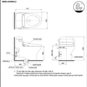Ảnh công trình thực tế Bồn Cầu Điện Tử TOTO MS914CRW12#XW Kèm Nắp Rửa Điện Tử WASHLET (Loại Giấu Dây) Dòng S7 – TCF4911EZ (220V)