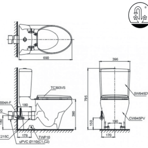 Ảnh công trình thực tế Bồn Cầu Điện Tử TOTO CS945PDW16#W Kèm Nắp Rửa Điện Tử WASHLET Dòng C2 – TCF23410AAA (220V)