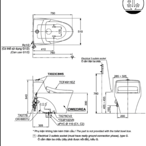 Ảnh công trình thực tế Bồn Cầu Điện Tử TOTO CW823REAW12#W/T53P100VR Kèm Nắp Rửa Điện Tử WASHLET (Loại Giấu Dây) Dòng S7 – TCF4911EZ (220V)