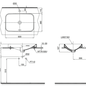 Ảnh công trình thực tế Chậu Rửa Mặt TOTO LT5716#XW Đặt Bàn