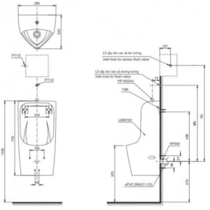 Ảnh công trình thực tế Bồn Tiểu Nam TOTO UT570T#XW Treo Tường