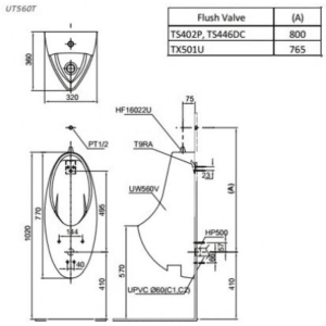 Ảnh công trình thực tế Bồn Tiểu Nam TOTO UT560T#XW Treo Tường