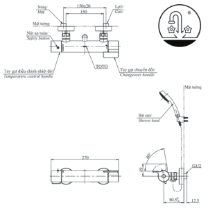 Ảnh công trình thực tế Sen Tắm TOTO TBV03431V/TBW02006A Nhiệt Độ