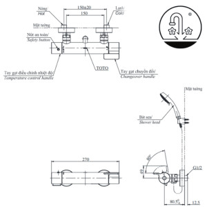 Ảnh công trình thực tế Sen Tắm TOTO TBV03431V/TBW02017A Nhiệt Độ