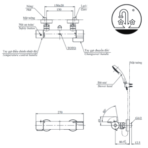 Ảnh công trình thực tế Sen Tắm TOTO TBV03427V/TBW03002B Nhiệt Độ