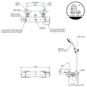 Ảnh công trình thực tế Sen Tắm TOTO TBV03429V/TBW03002B Nhiệt Độ