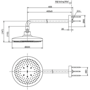 Alternative view of Bát Sen Gắn Tường TOTO TBW01003A Tròn 220mm