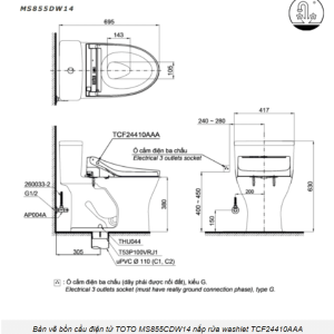 Ảnh công trình thực tế Bồn Cầu Điện Tử TOTO MS855DW14#XW Kèm Nắp Rửa Điện Tử WASHLET Dòng C5 – TCF24410AAA (220V)
