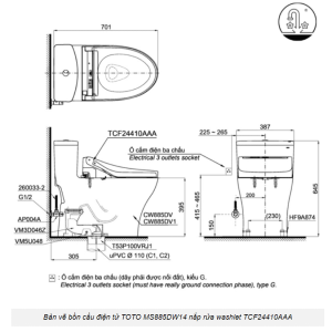 Ảnh công trình thực tế Bồn Cầu Điện Tử TOTO MS885DW14#XW Kèm Nắp Rửa Điện Tử WASHLET Dòng C5 – TCF24410AAA (220V)