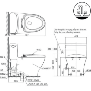 Ảnh công trình thực tế Bồn Cầu Điện Tử TOTO MS887RW14#XW Kèm Nắp Rửa Điện Tử WASHLET Dòng C5 – TCF24410AAA (220V)
