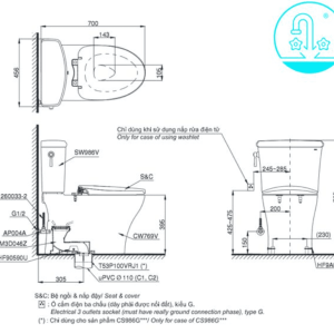 Ảnh công trình thực tế Bồn Cầu Điện Tử TOTO CS986GW6#XW Kèm Nắp Rửa Điện Tử WASHLET Dòng C5 – TCF6531Z (220V)