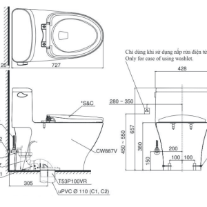 Ảnh công trình thực tế Bồn Cầu Điện Tử TOTO MS887RW7#XW Kèm Nắp Rửa Điện Tử WASHLET Dòng C2 – TCF6631A (220V)