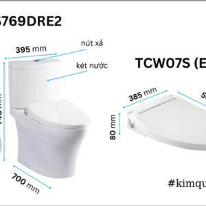 Ảnh công trình thực tế Bồn Cầu TOTO CS769DRE2#XW 2 Khối Nắp Rửa Cơ TCW07S