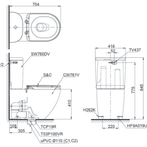 Ảnh công trình thực tế Bồn Cầu Điện Tử TOTO CS761DW8#XW Kèm Nắp Rửa Điện Tử WASHLET Dòng C2 – TCF6632A (220V)