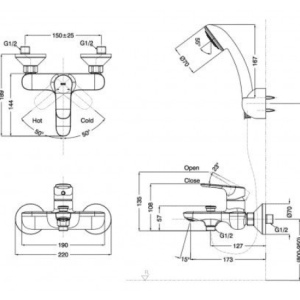 Alternative view of Vòi Sen Tắm INAX BFV-1403S-7C Nóng Lạnh Tay Sen Tăng Áp