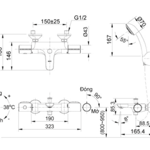Alternative view of Vòi Sen Tắm INAX BFV-3413T-7C Nhiệt Độ