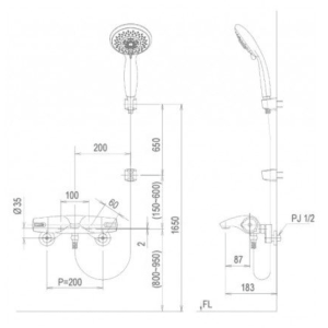 Alternative view of Vòi Sen Tắm INAX BFV-5103T-3C Nhiệt Độ
