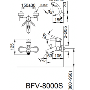 Alternative view of Vòi Sen Tắm INAX BFV-8000S-5C Nóng Lạnh