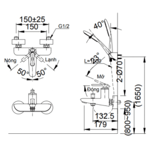 Alternative view of Vòi Sen Tắm INAX BFV-4103S-5C Nóng Lạnh