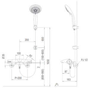 Alternative view of Vòi Sen Tắm INAX BFV-5103T-5C Nhiệt Độ