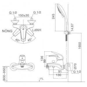 Alternative view of Vòi Sen Tắm INAX BFV-3003S-1C Nóng Lạnh
