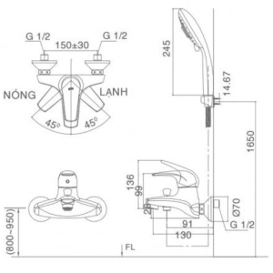 Ảnh công trình thực tế Vòi Sen Tắm INAX BFV-3003S-3C Nóng Lạnh Tay Sen Massage