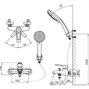 Alternative view of Vòi Sen Tắm INAX BFV-313S Nóng Lạnh Tay Sen Massage