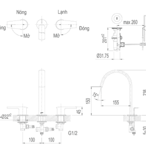 Ảnh công trình thực tế Vòi Lavabo INAX LFV-7100B Nóng Lạnh 3 Lỗ