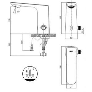 Alternative view of Vòi Chậu Lavabo Cảm Ứng INAX AMV-91 Lạnh Dùng Điện 220V