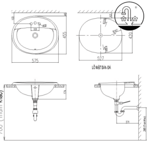 Alternative view of Chậu Rửa Lavabo INAX AL-2395V Dương Vành Aqua Ceramic