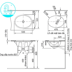 Alternative view of Chậu Rửa Lavabo INAX AL-2293V Âm Bàn Aqua Ceramic