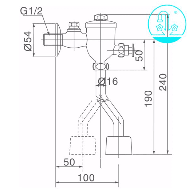 Alternative view of Van Xả Nhấn Tiểu Nam INAX UF-8V (UF-6V) Ống Cong