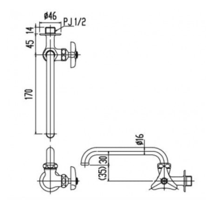 Alternative view of Vòi Nước INAX LF-16-13 Lạnh Gắn Tường