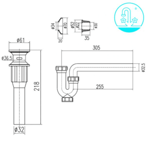 Alternative view of Bộ Xả Lavabo INAX A-325PS Nhựa