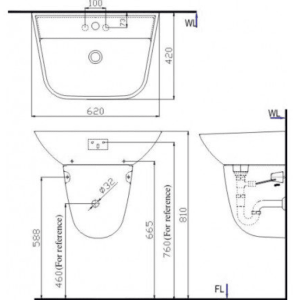 Alternative view of Chân Ngắn Lavabo INAX L-297VC