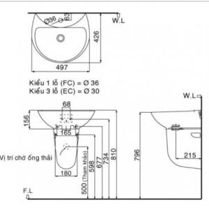 Ảnh công trình thực tế Chậu Rửa Lavabo INAX L-285V/L-288VC Kèm Chân Ngắn Treo Tường