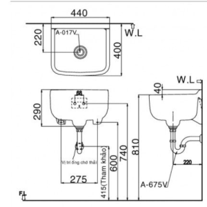 Ảnh công trình thực tế Chậu Rửa Lavabo INAX S-17V Đa Năng Treo Tường
