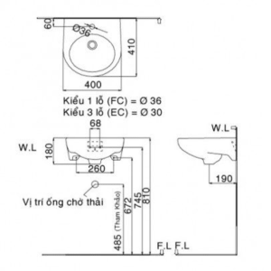 Ảnh công trình thực tế Chậu Rửa Lavabo INAX L-282V Treo Tường