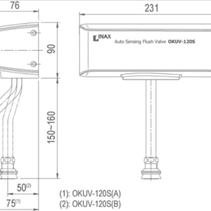 Alternative view of Van Xả Tiểu Cảm Ứng INAX OKUV-120S(A) Dùng Pin