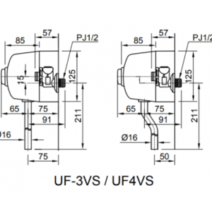 Alternative view of Van Xả Nhấn Tiểu Nam INAX UF-4VS Ống Cong