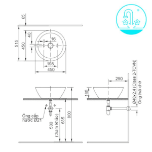 Ảnh công trình thực tế Chậu Rửa Lavabo INAX L-445V Đặt Bàn