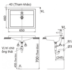 Ảnh công trình thực tế Chậu Rửa Lavabo INAX L-2397V Dương Vành