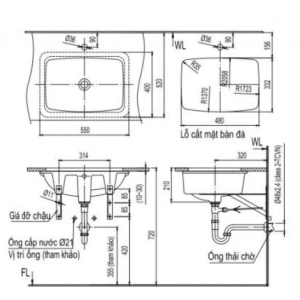 Ảnh công trình thực tế Chậu Rửa Lavabo INAX L-2298V Âm Bàn
