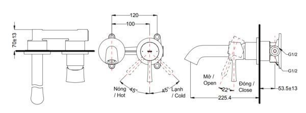 Ảnh công trình thực tế Vòi Lavabo TOTO TLS02308B Gật Gù Nóng Lạnh Gắn Tường LN (2 Lỗ)