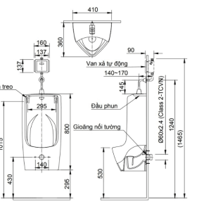 Ảnh công trình thực tế Bồn Tiểu Nam INAX U-411V Treo Tường