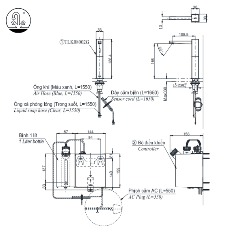 Ảnh công trình thực tế Vòi Xịt Xà Phòng TOTO TLK08002G Tự Động